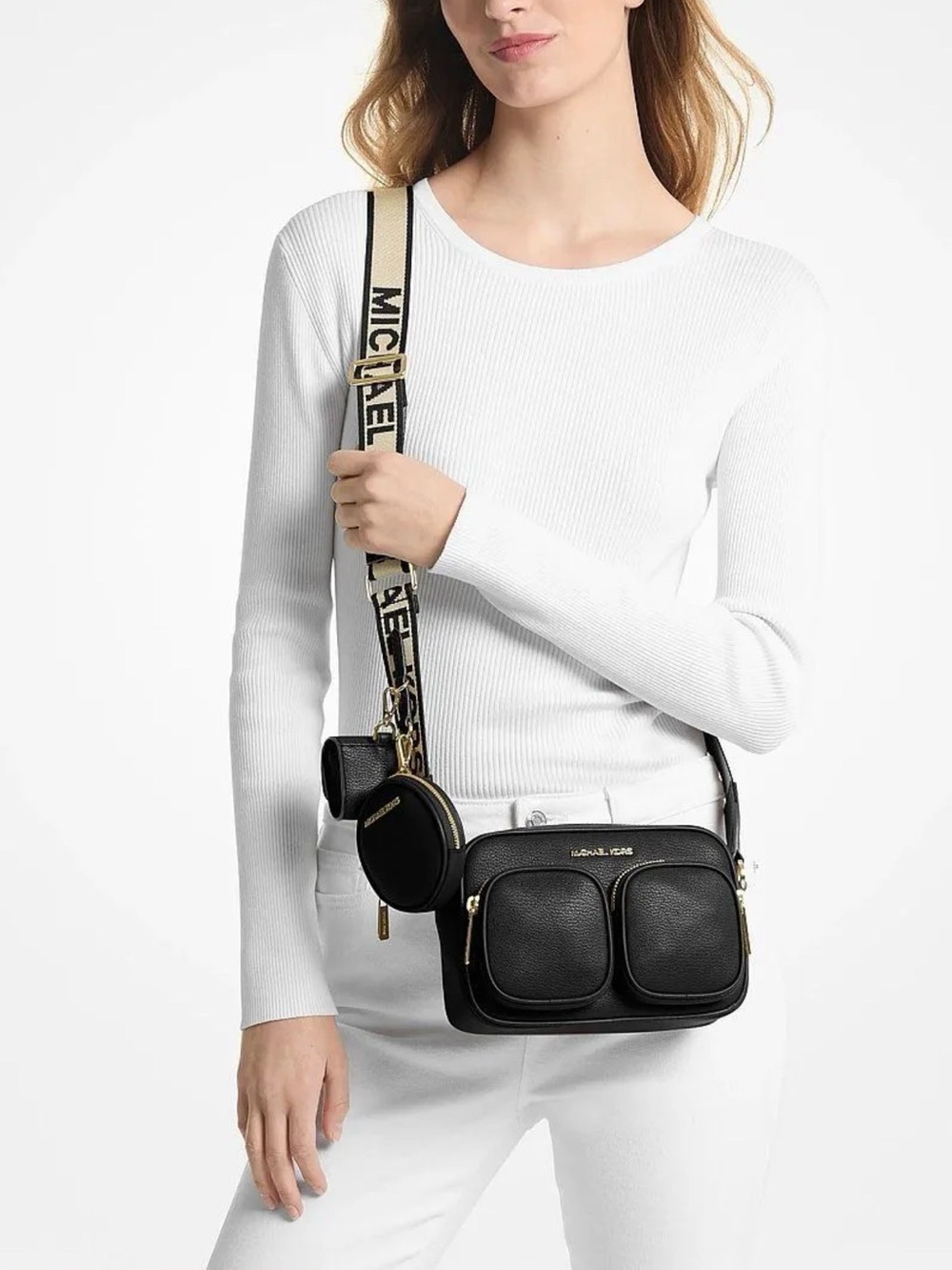 Michael Kors NWT $548 Jet Set Medium Leather Crossbody Bag